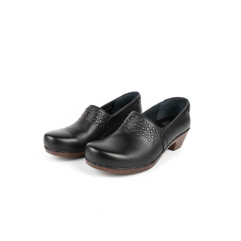 Dansko Black Mavis Leather Studded Clogs Slip On Mules Women Size 40